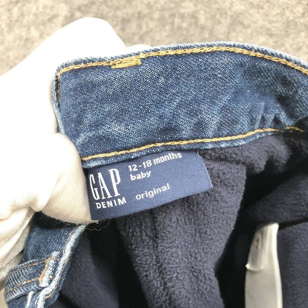 Gap Baby 12-18M‎ Fleece Lined Jeans Blue Dark Wash Winter Insulated